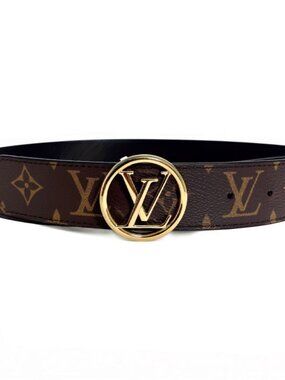 Louis Vuitton Monogram Belt LV Circle Reversible 30 75 Waist Epi LV Gold Width